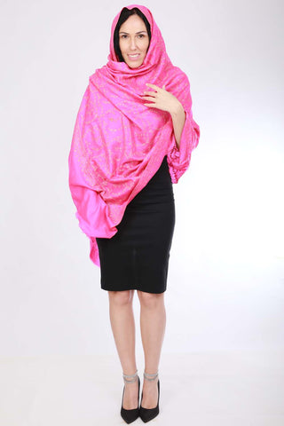 Leadership: Pink Flamboyance Embroidered Pashmina Shawl